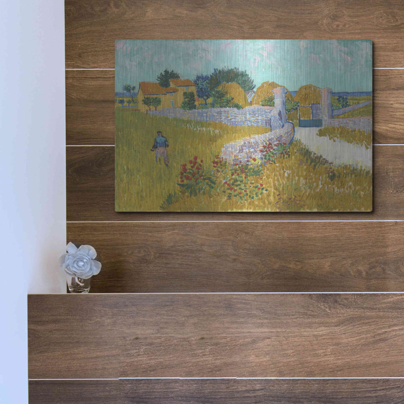 «Farmhouse In Provence» par Vincent Van Gogh, art mural en métal, 16 po x 12 po, H 12 po x l 16 po