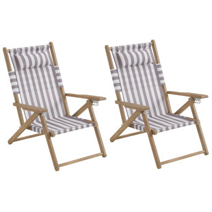 2 Beach Chairs - Outdoor Weather-Resistant Wood Folding Chairs with Carry Straps and Reclining Seat - Beach Essentials by Lavish Home (Set of 2)