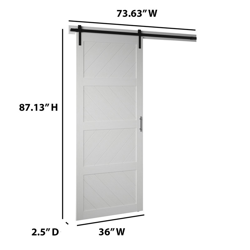 Clintondale 73.63'' x 87.13'' Solid + Manufactured Wood Paneled without Installation Hardware Kit Barn Door, White
