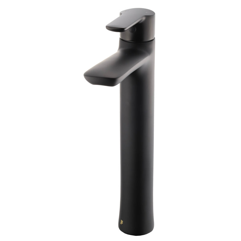 Round Single Hole Vessel Sink Bathroom Faucet, Black