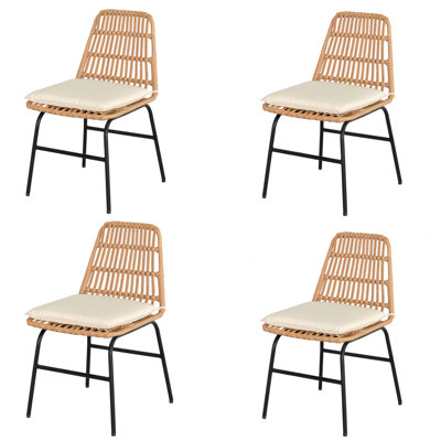 Ensemble de chaises de patio en osier / rotin avec coussins (ensemble de 4)