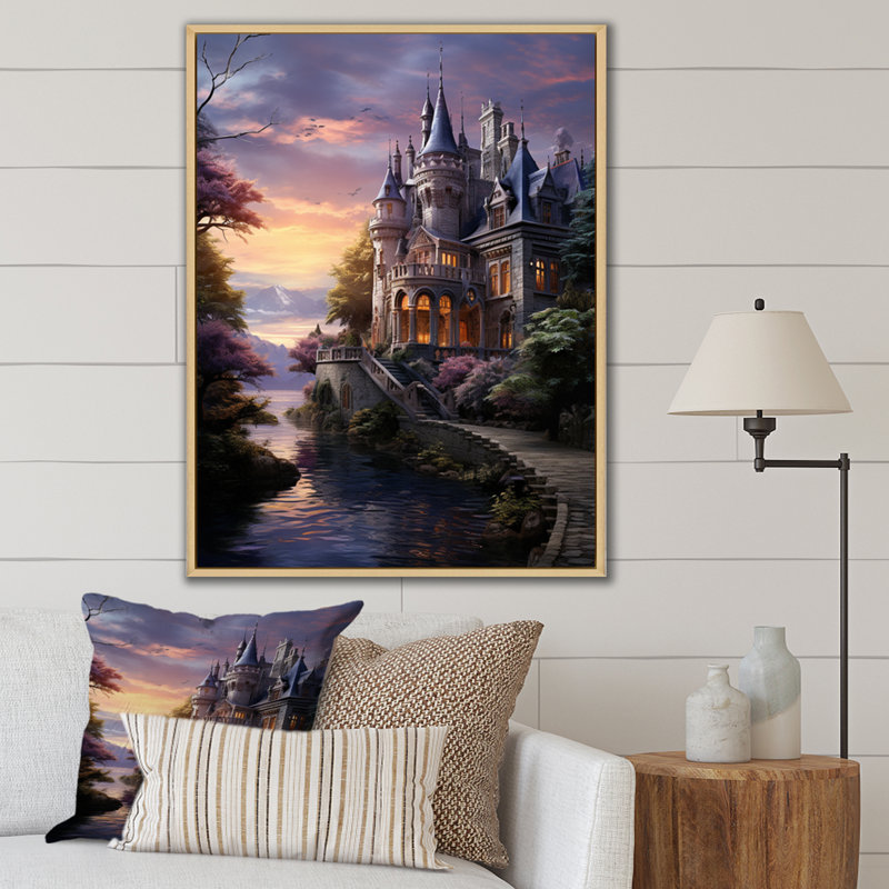 Laya Castles Dusk Serenade I, reproduction d'art sur toile, Cadre naturel flottant, H 40 po x l 30 po x P 1,5 po