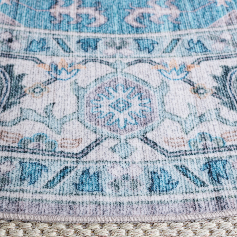 Msrw Tucson 113 Performance Machine Washable Oriental Rug, Round 6'