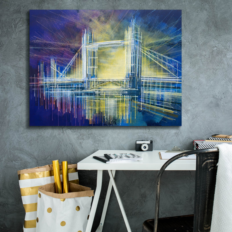 " Tower Bridge At Midnight " by Marc Todd, 26" H x 34" W x 1.5" D