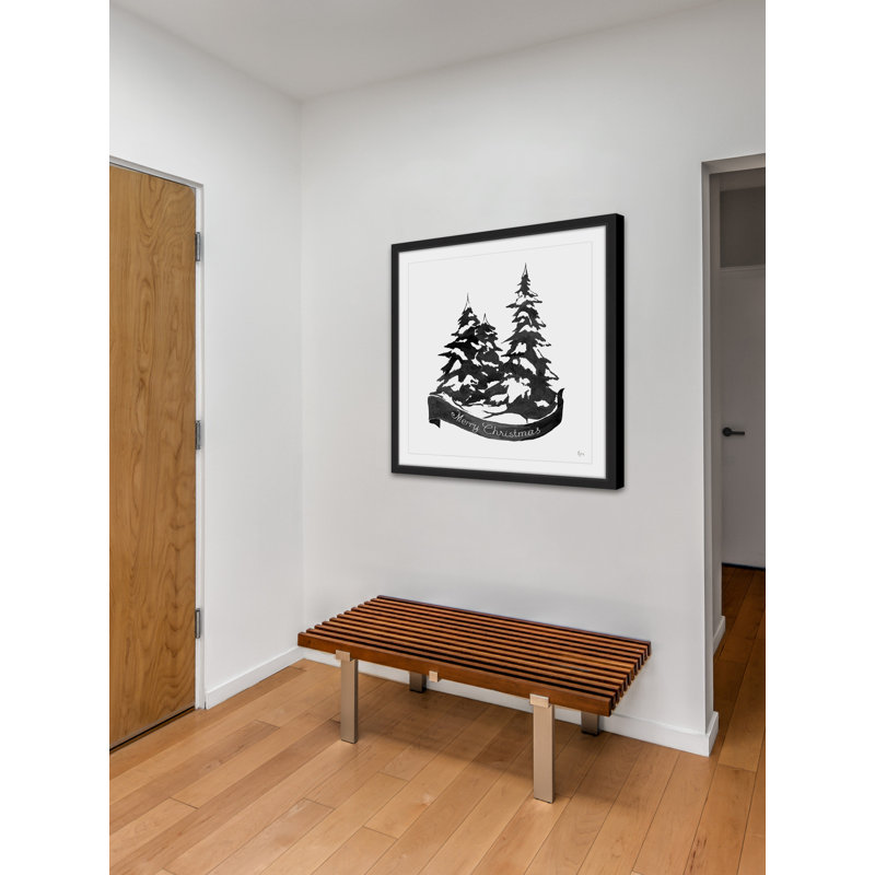 « snow pin trees ii », reproduction d’art encadrée, H 32 po x l 32 po