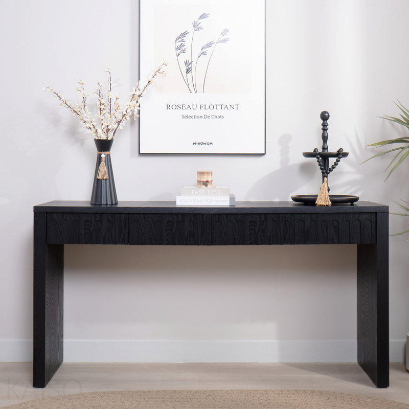 Console 59,2 po, 4 tiroirs, moderne pour vestibule - noir