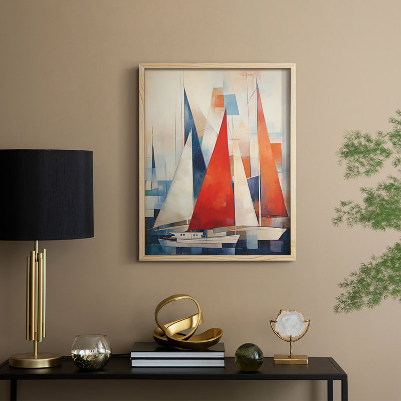 NAUTICAL Series CDVI, reproduction encadrée - bois massif, Naturel, 11" H x 9" W