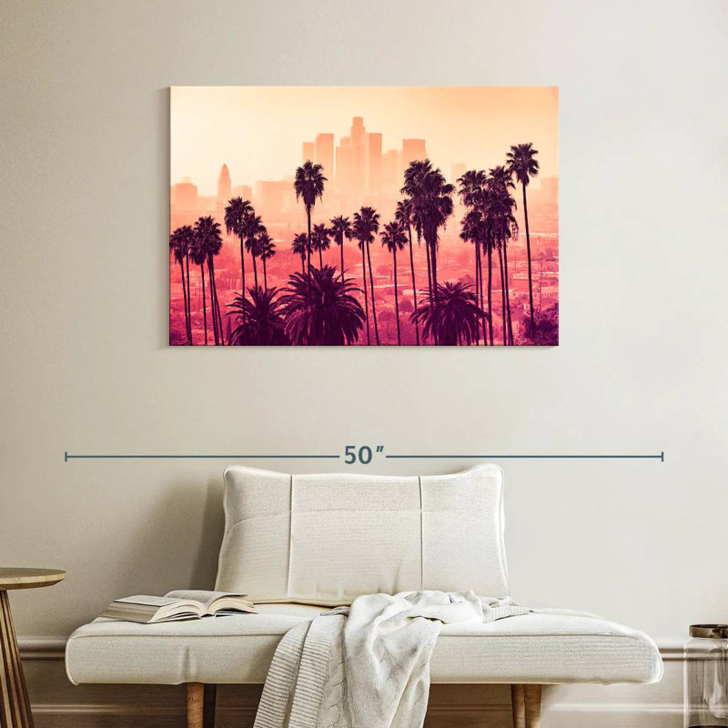 Palmiers à l'horizon de Sireci à Los Angeles, H 26 po x l 39 po