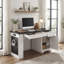 Bureau d'ordinateur 55 avec armoire de rangement, tiroirs et prise de courant, panneau de fibres à densité moyenne blanc éclatant