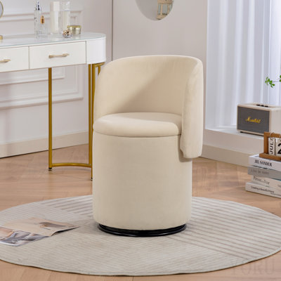 Élégant fauteuil demi-tonneau rembourré: tabouret de coiffeuse pivotant à 360 ° pour la chambre à coucher et la chaise de salle à manger, rangement intégré, siège d'appoint rembourré doux, multifonctionnel pour s'habiller / manger, tabouret de lit pour chat gratuit inclus