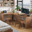 Bureau en coin en L en bois massif-124591472-124591473