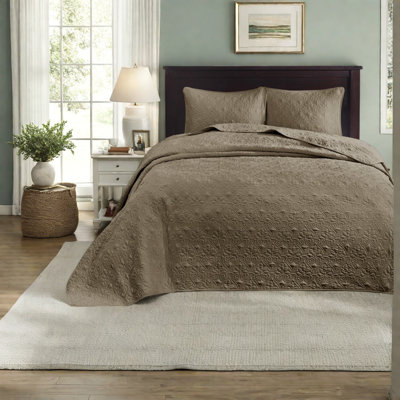 Reversible Bedding Sets, Cotton Oversized Mocha Quilt, King Size Comfort