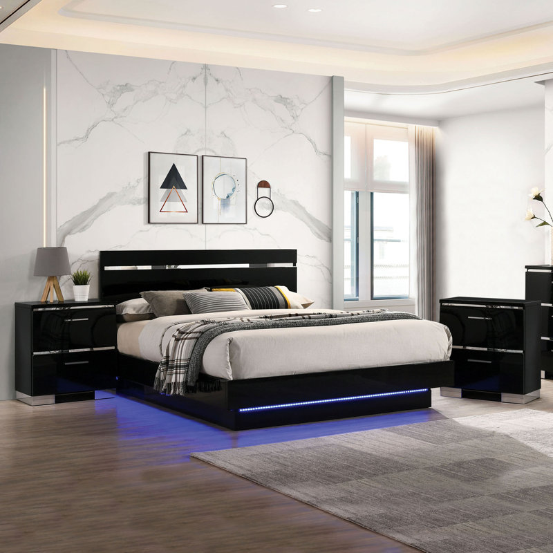 Arosh 5-Piece Bedroom Set, California King, 5 Pcs: Bed, 2 Nightstands, Dresser, Mirror
