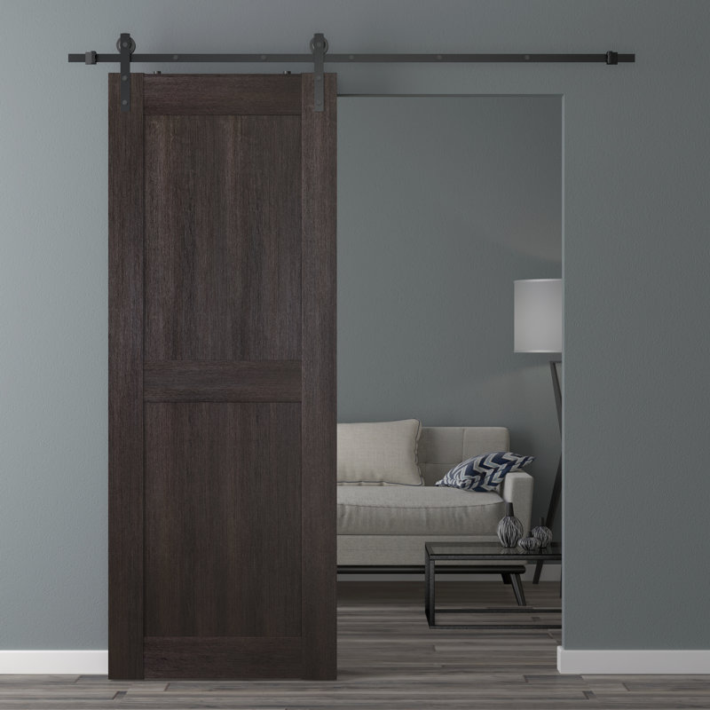Ensemble de quincaillerie d'installation de porte de grange préfinie en bois Avon 07, 27,75 po x 79,37 po, Chêne Veralinga