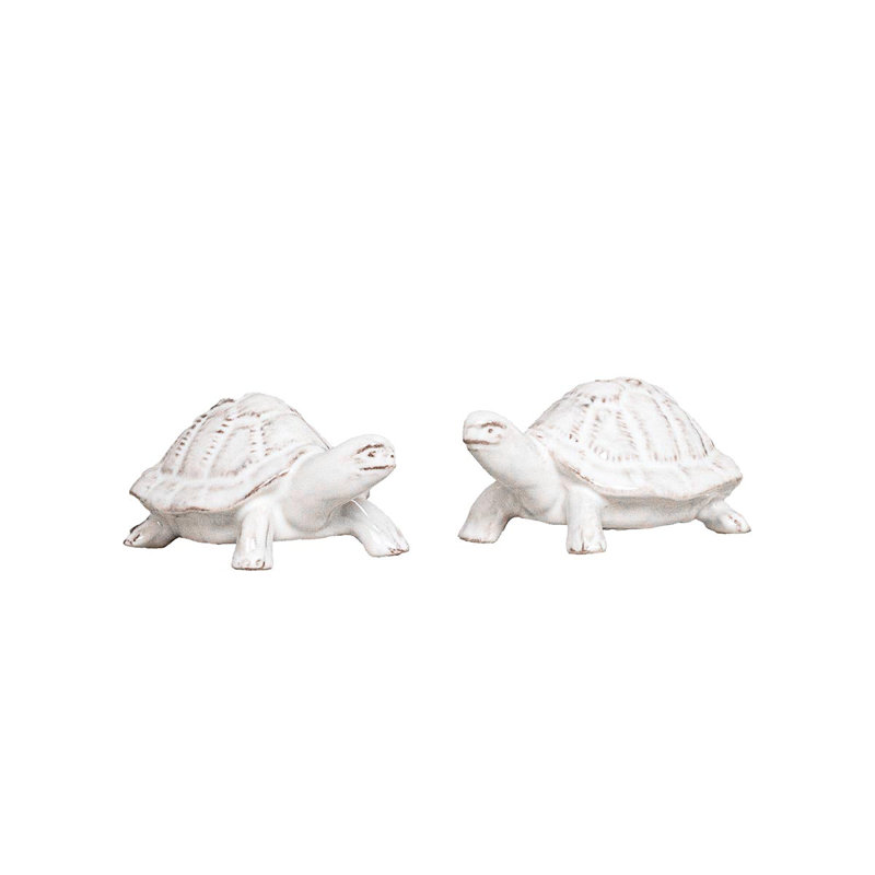 White Ceramic Turtle Salt and Pepper Shakers Set