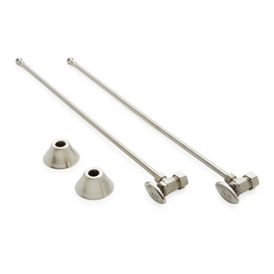 Bathroom Supply Kit with 5/8" OD X 3/8" OD Angle Stop - Brushed Nickel