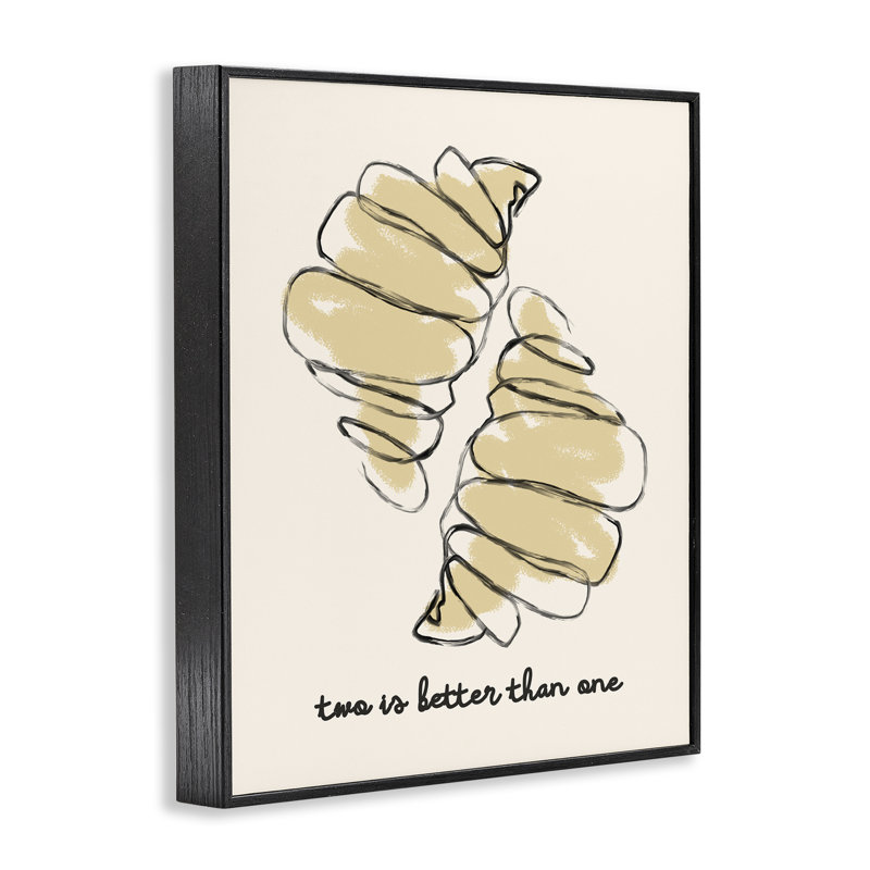 Croissants avec giclée encadrée par une phrase française, design par Lil 'Rue, H 20 po x l 16 po, Giclée encadrée noir minuit