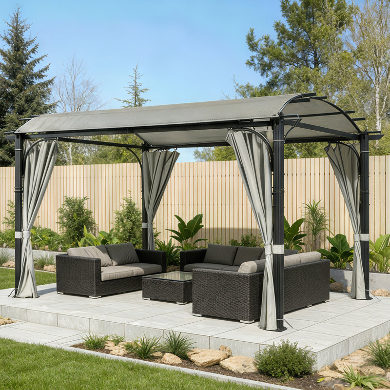 11 Ft. W x 11 Ft. D Aluminum Pergola With Canopy, Gray