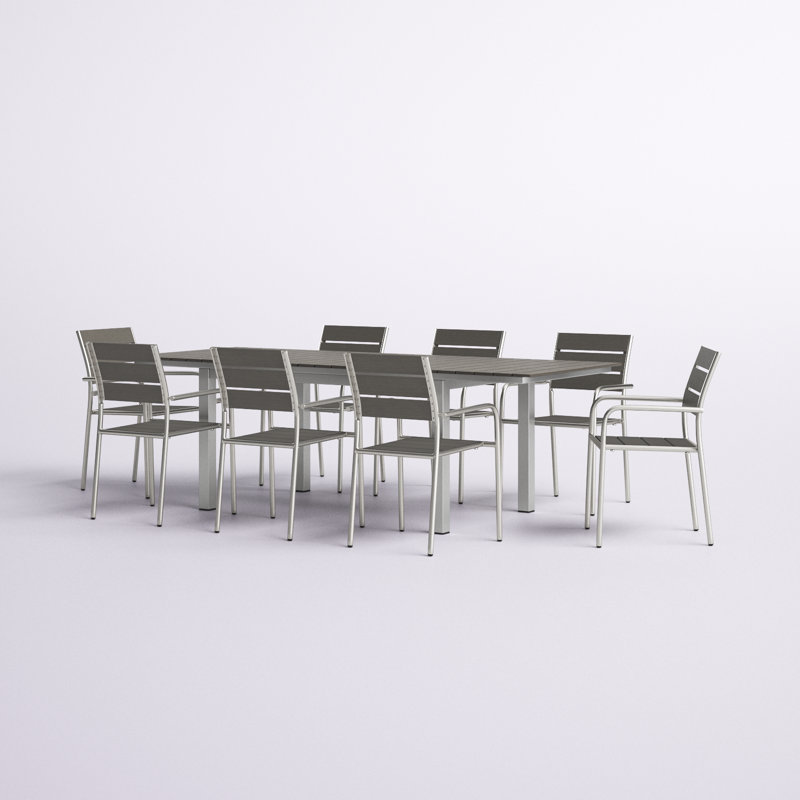 Modway Shore 9 Piece Outdoor Patio Aluminum Dining Set