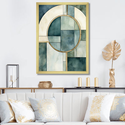Midcentury Geometric Moon Dreams Retro Blue - Print