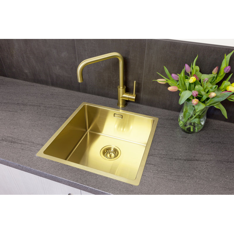 Miami Single Bowl Undermount Kitchen Sink, Gold
