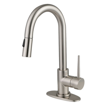 Kingston Brass New York One-Handle 1-Hole Deck Mount Bar Faucet With Pull Down Sprayer