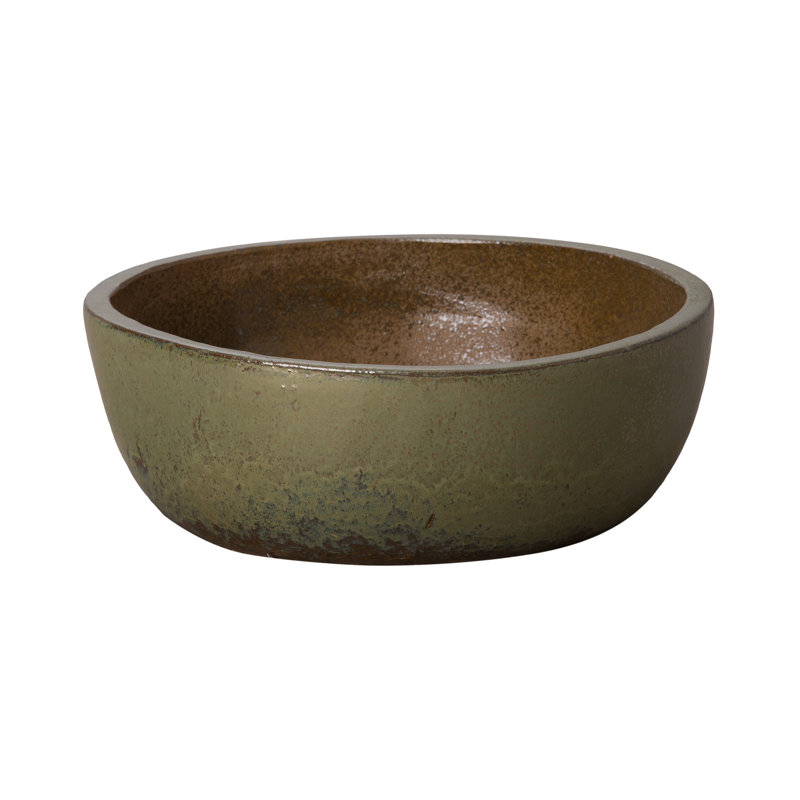 Pot à fleurs en argile, H 6,5 po x l 18 po x P 18 po, Vert métallique