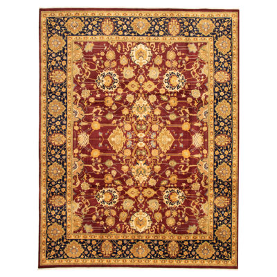 Tapis persan rouge / bleu marine / brun en laine noué à la main 18 de 20 Pako