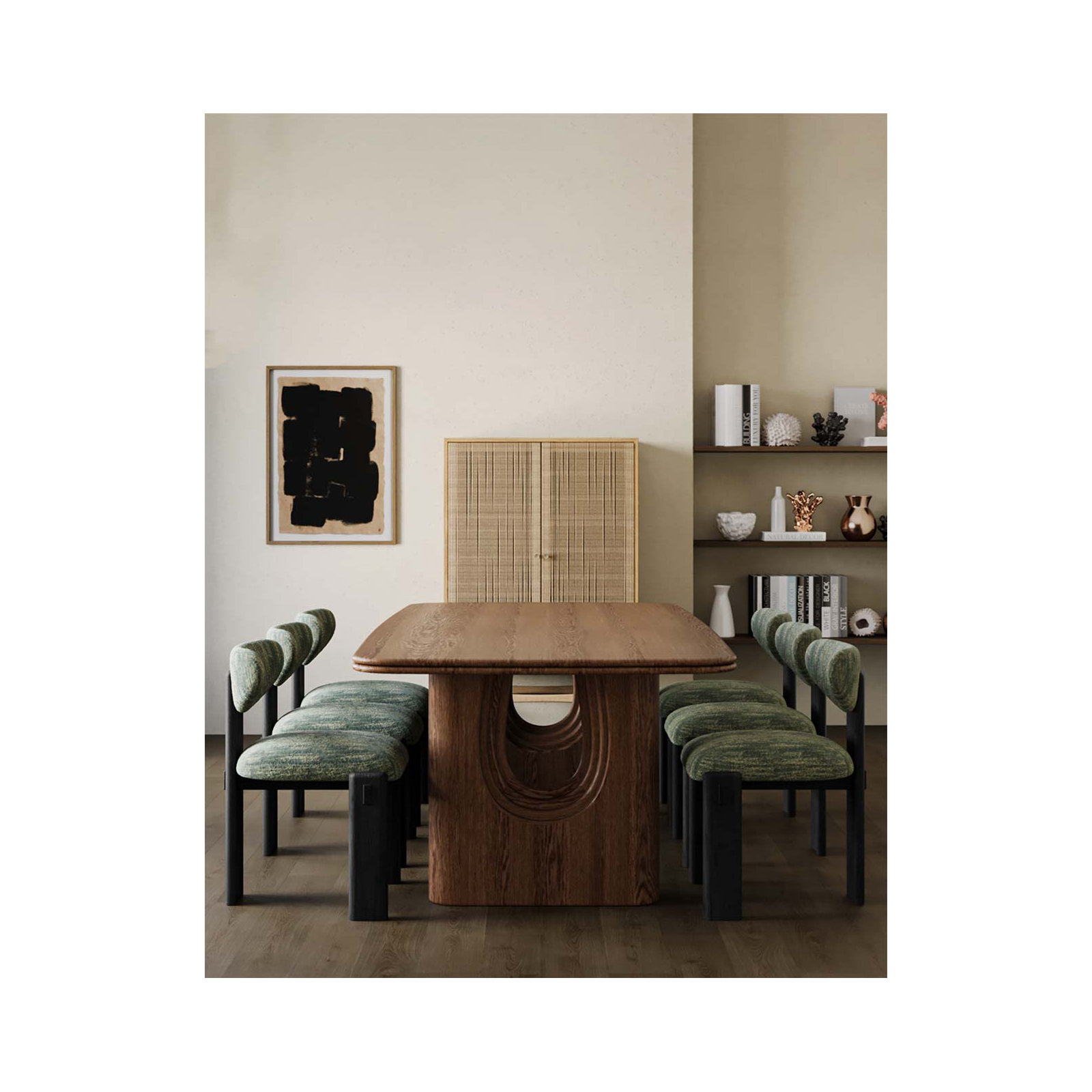 Campbell Layered 86" Dining Table, Mud Brown