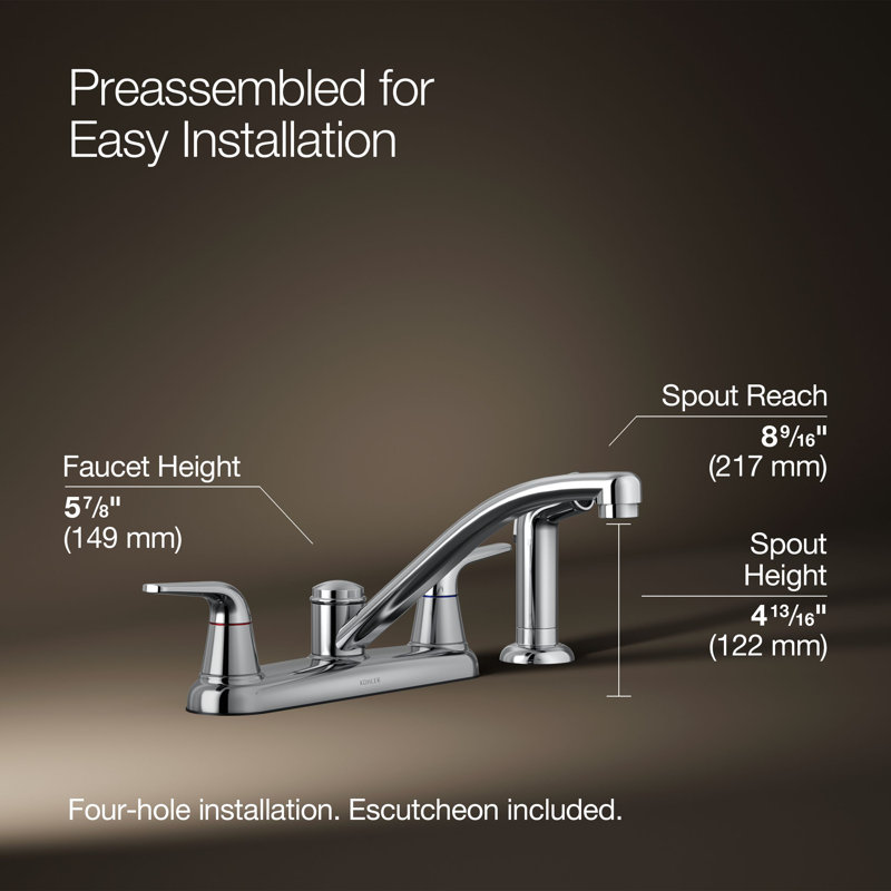 Double Handle Kitchen Faucet with Side Spray
