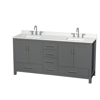 Sheffield 72" Freestanding Double Bathroom Vanity with Quartz Top