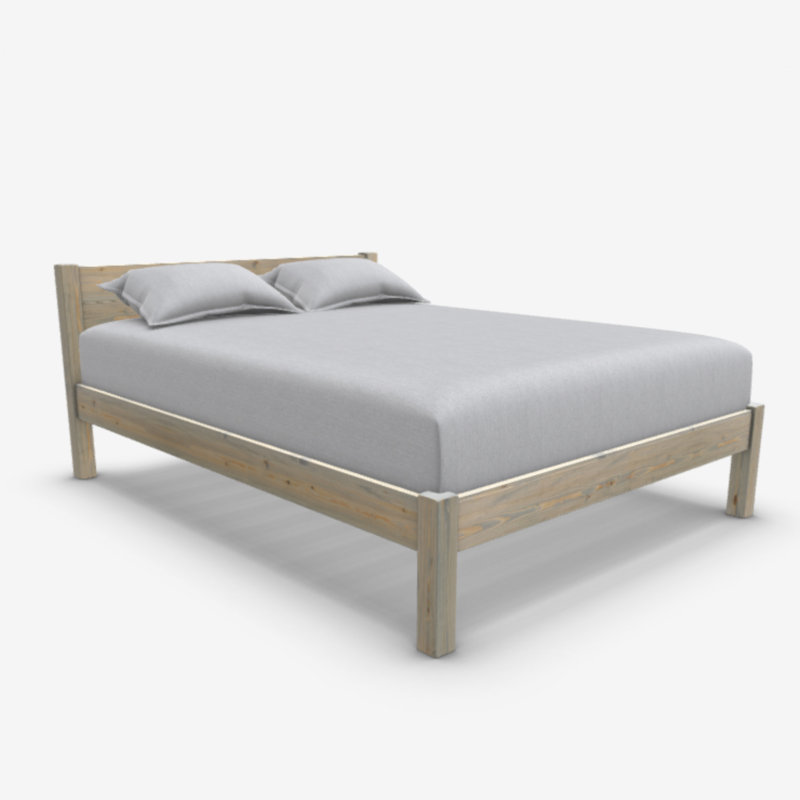 Alessio Solid Wood Bed, European Double (140 x 200 cm), Grey Wood