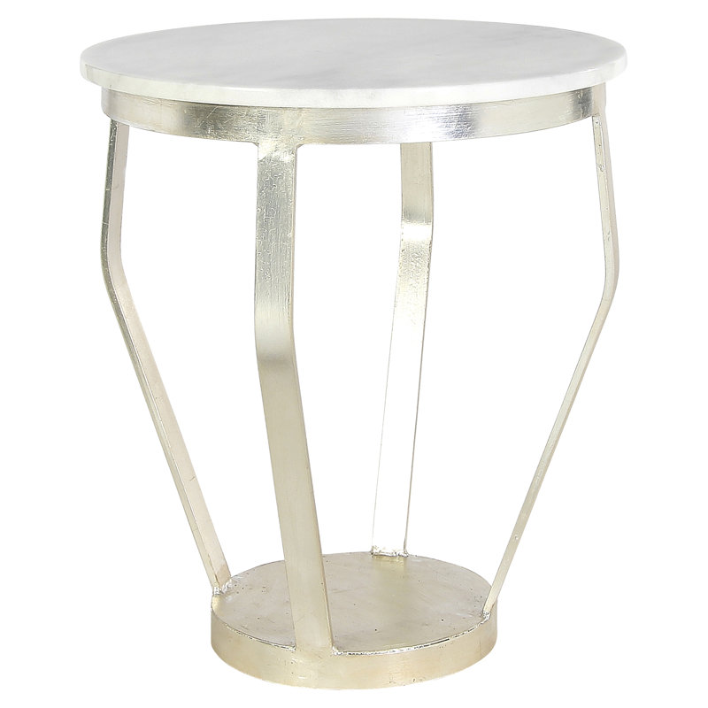 Table de bout Toronto Stone, Feuille d'argent, Marbre de Carrare