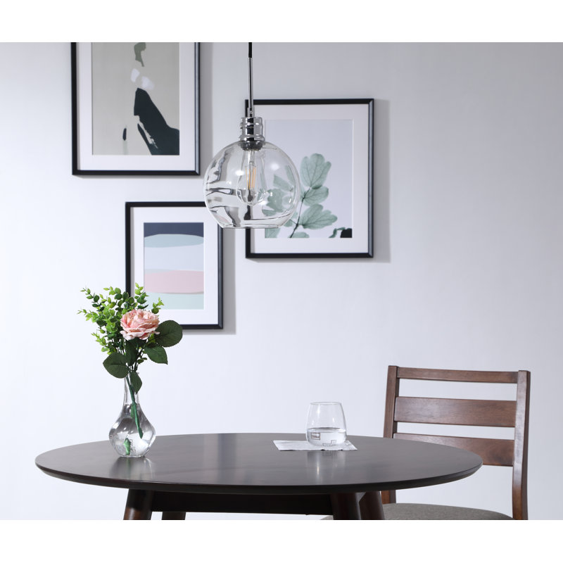 Luminaire suspendu sphérique 1 lumière Hammel, Chrome, H 14,8 po x l 12,5 po x P 12,5 po