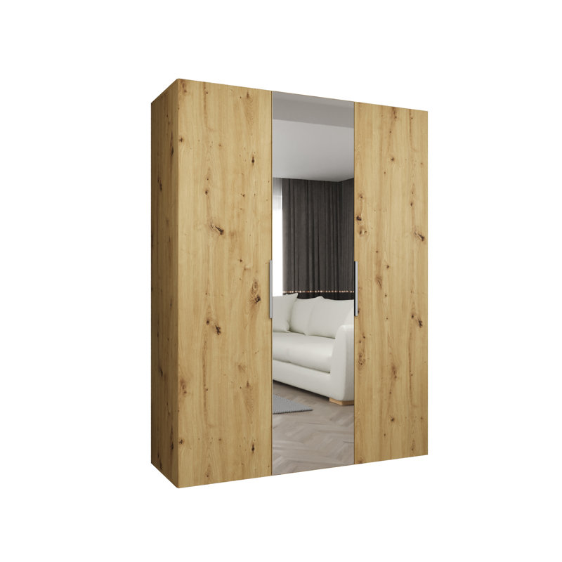 Manufactured Wood Wardrobe, artisan oak + handles: cashmere
