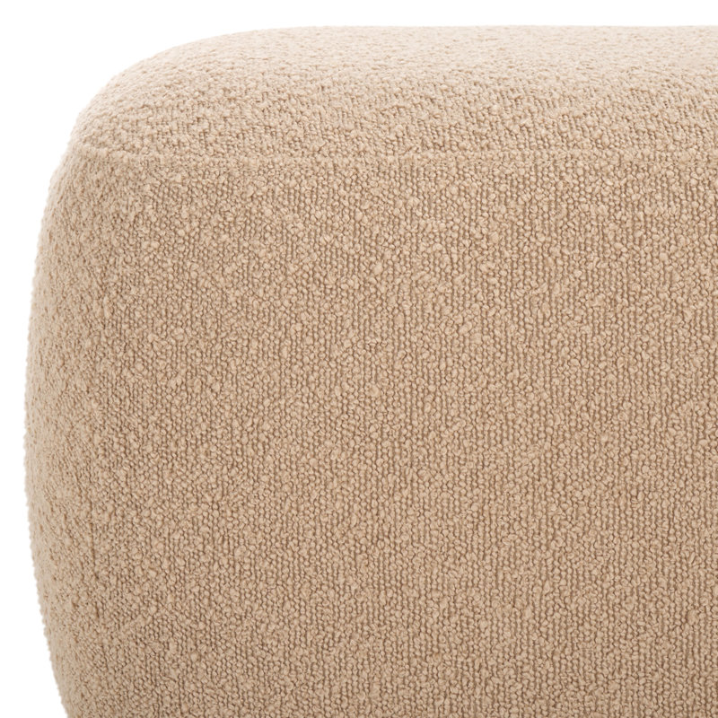 Carrah Rectangular Ottoman W/ Wood Legs, Tan