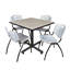 Table de salle de repos carrée Nicklo, chaises empilables 4 M-32668303-40142456-32668307