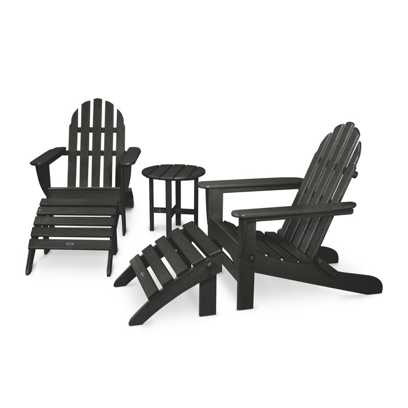 POLYWOOD Classic Adirondack 5-Piece Casual Set, Black