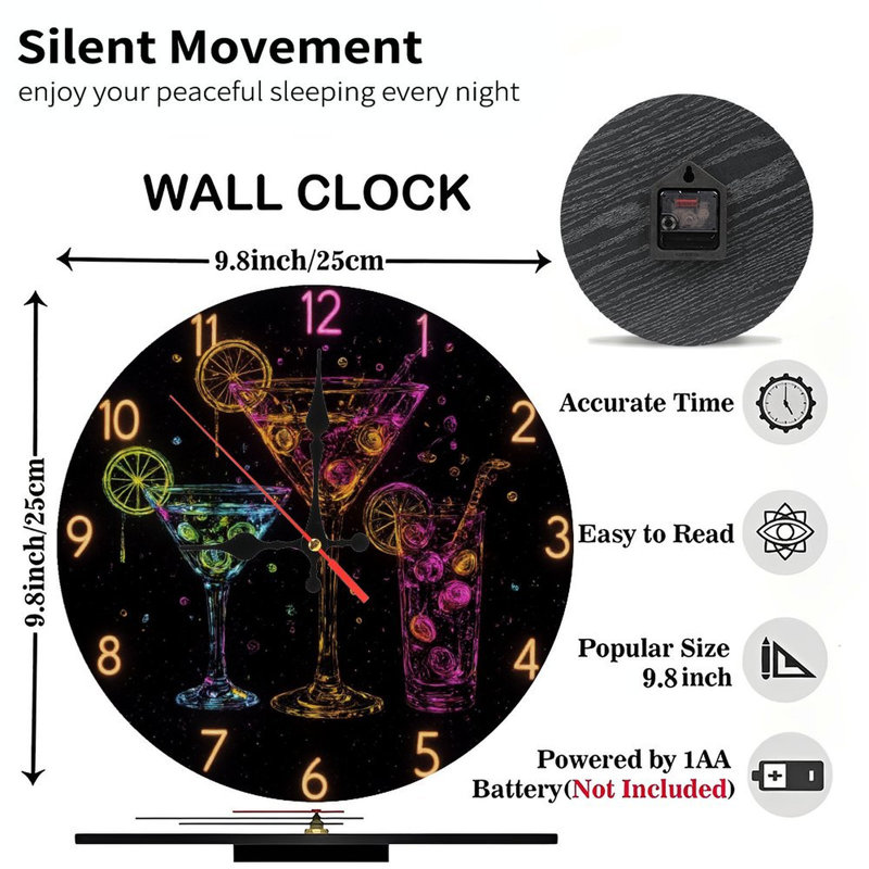 Cadran de l'horloge avec effet néon