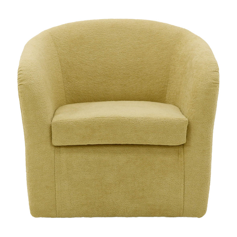 Upholstered Swivel Barrel Chair, Yellow Polyester Blend