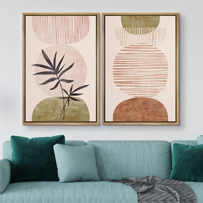 Ensemble d'art mural Mid Mid Century Modern Boho IDÉE4WALL, H 36 po x l 48 po x P 1,5 po, Brun