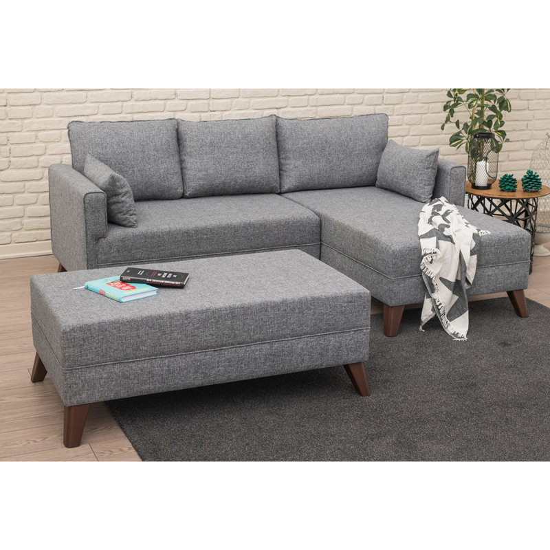 Modern Corner Sofa Bed, Grey, 80.7 x 33.5 x 55.1 inches | 100% Polyester Fabric, Wood/MDF Frame | Easy Clean, Scandinavian Design | Comfortable 28 DNS Foam Cushioning | Perfect for Small Spaces & Guest Rooms