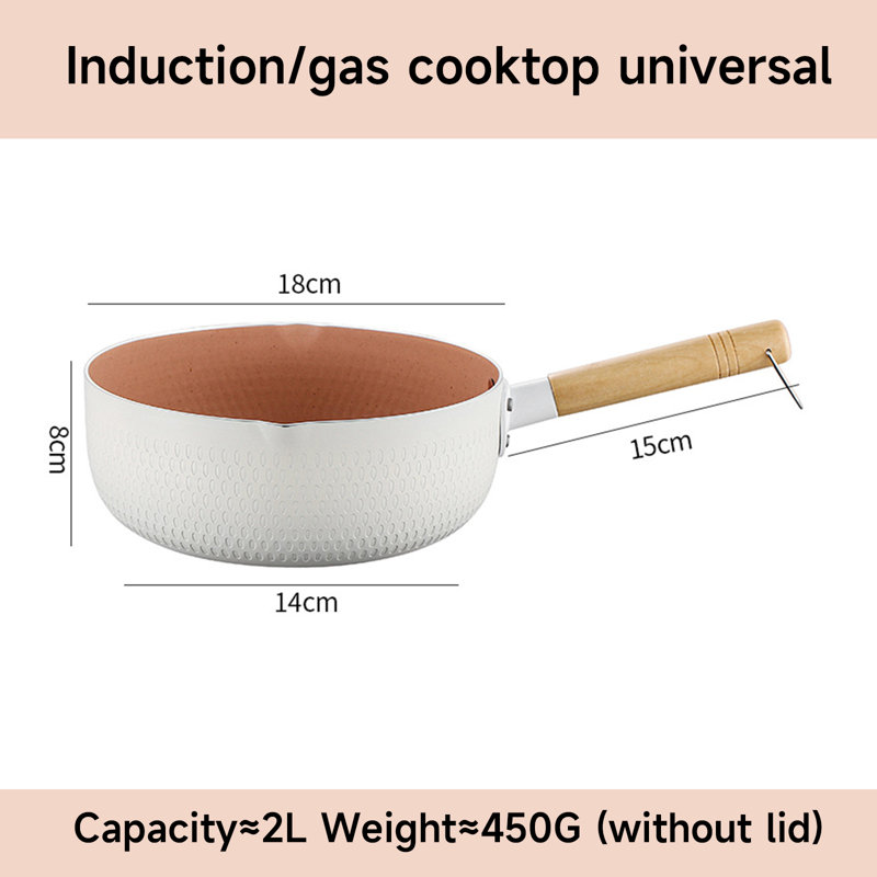 Casserole antiadhésive de 7 pouces de style américain moderne et antiadhésive avec deux becs latéraux pour la cuisine et les nouilles