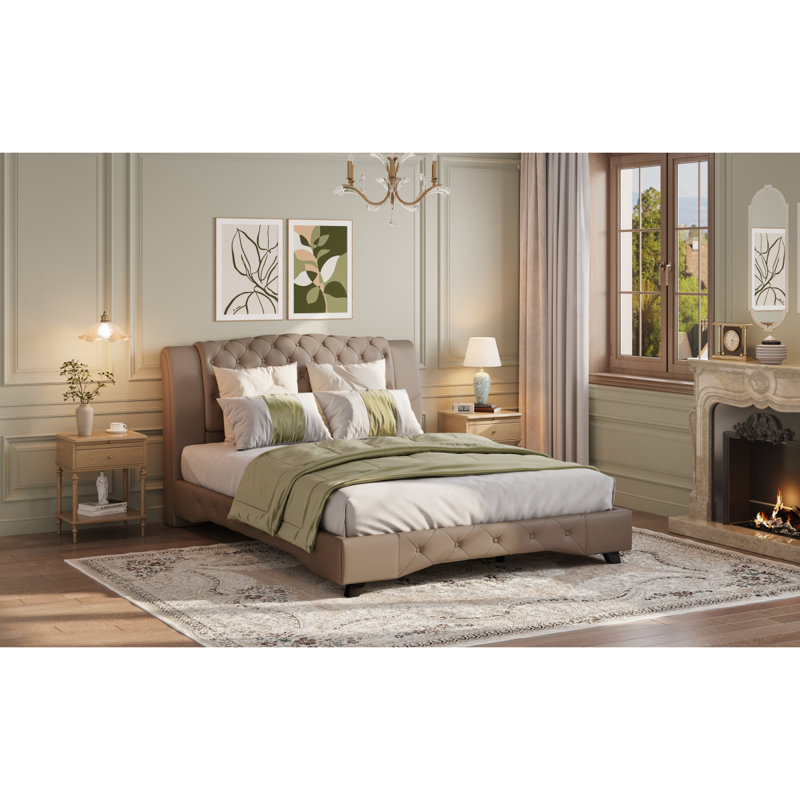 Upholstered Bed, Très grand lit, Brown