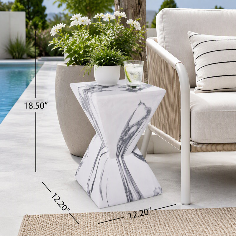 Table d'appoint moderne en béton pour l'extérieur, Marbre