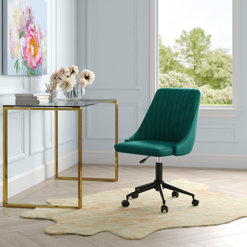 Chaise de travail en velours Anthonyville, Non, Vert