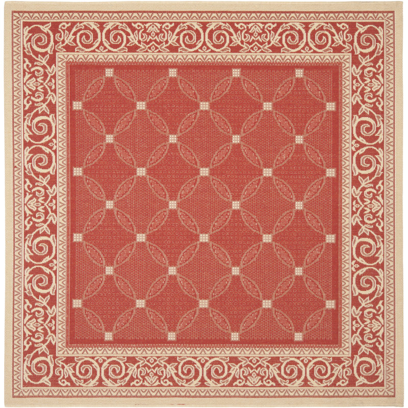 Herefordshire Performance Geometric Indoor/Outdoor Area Rug, Square 6'7"