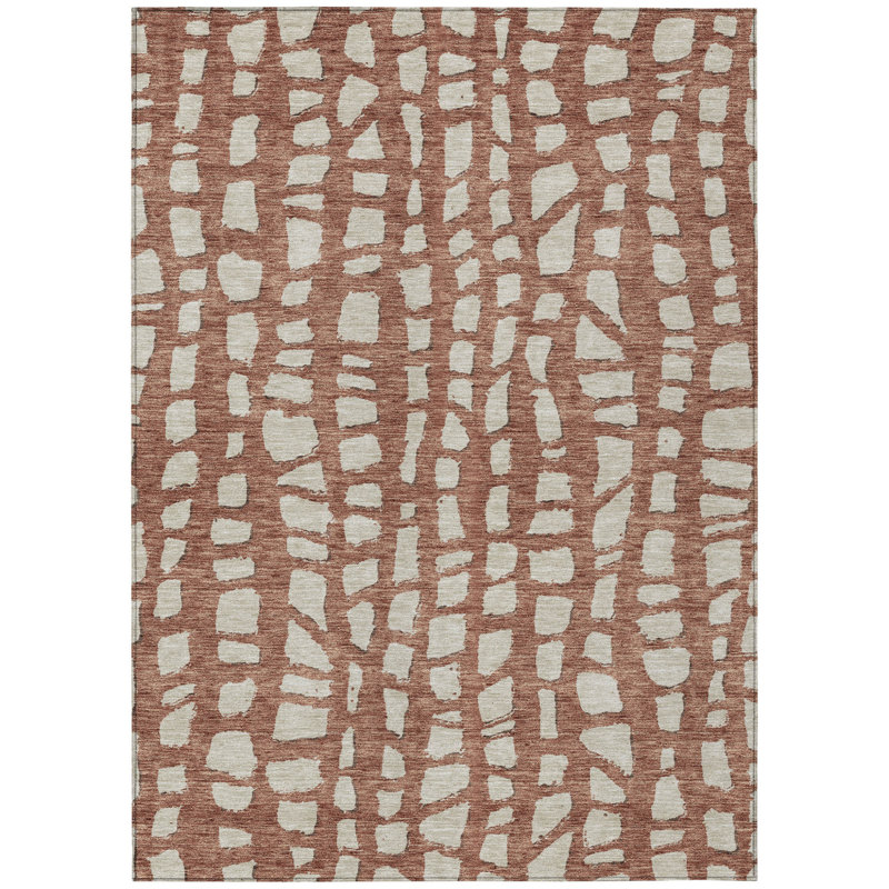 Tapis intérieur lavable abstrait ivoire 3 pi x 5 pi