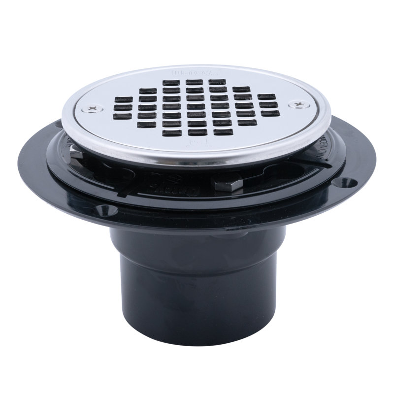 Round Polished Stainless Steel Plastic Screw-In Stopper Shower Drain With Ring, ABS
