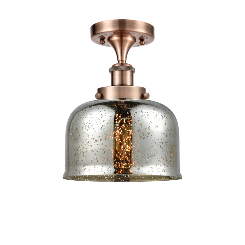 Plafonnier semi-encastré 1 lumière Alixs, Cuivre antique, H 13 po x l 8 po x P 8 po, DEL